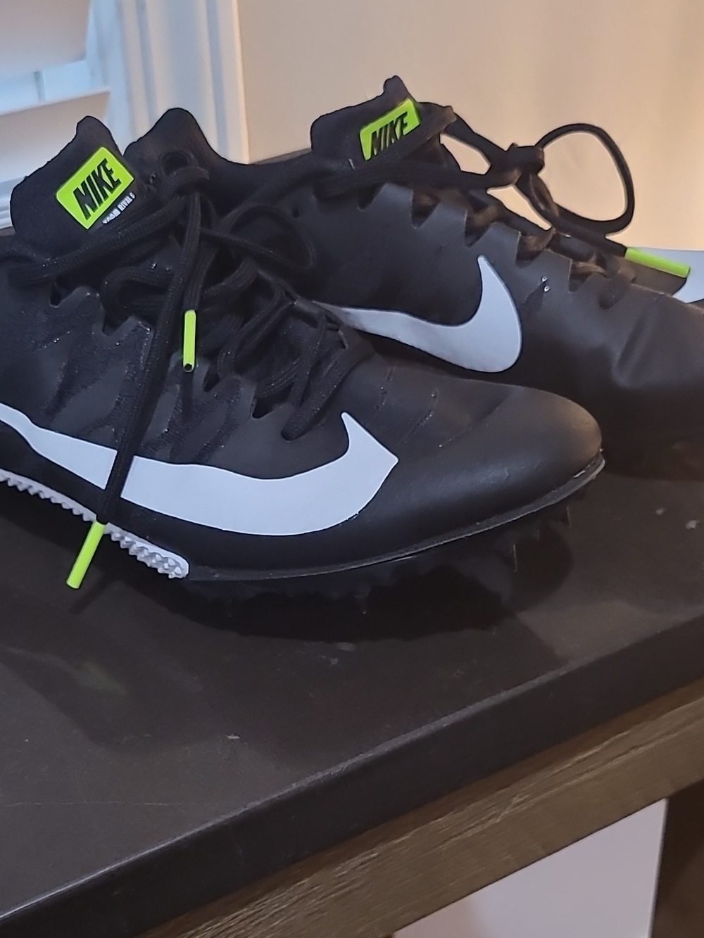 Nike Zoom Rival Sprint Men's Track & Field Spike Shoes Black/White/Green Sz 7.5